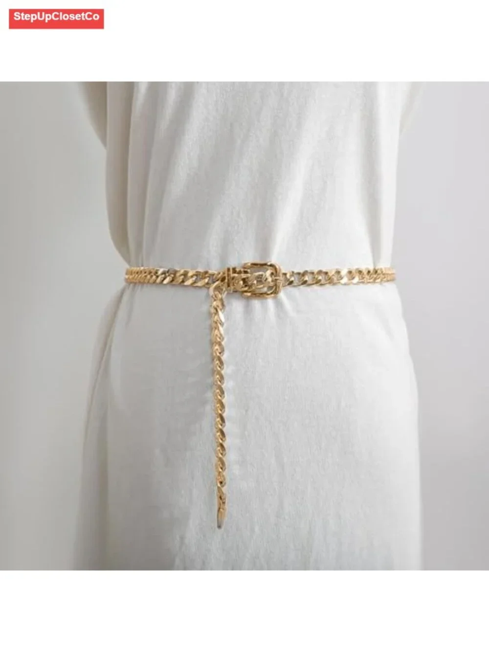 Women's Adjustable Metal Waist Chain Belt with Coin Pendant